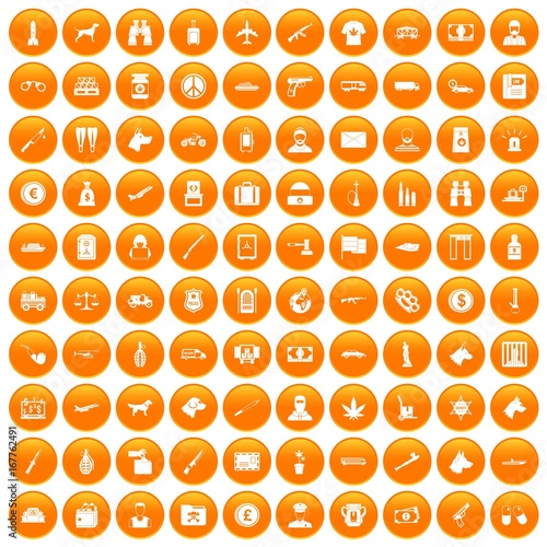 100 smuggling icons set orange