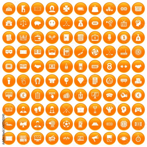 100 sweepstakes icons set orange