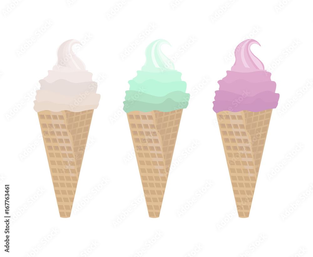 Ice cream cones Vector illustration. Summer template banner Ice cream cones Vector illustration. Summer template banner