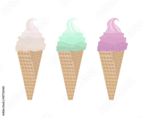 Ice cream cones Vector illustration. Summer template banner