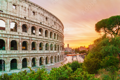 Fotografie View on colosseum at sunset time.
