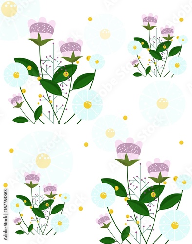 colorful floral template childhood style Vector illustrations