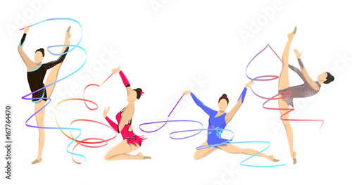 Gymnastics with tape.