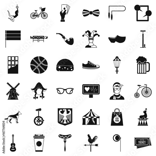 Bike icons set, simple style