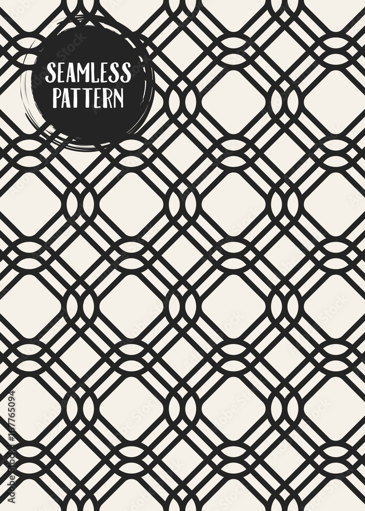 Fototapeta premium Abstract concept vector monochrome geometric pattern. Black and white minimal background. Creative illustration template. Seamless stylish texture. For wallpaper, surface, web design, textile, decor.