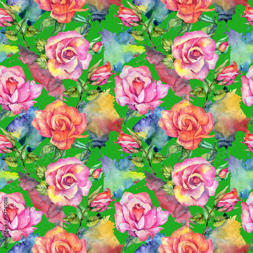 Wildflower rose flower pattern in a watercolor style. Full name of the plant  rose. Aquarelle wild flower for background  texture  wrapper pattern  frame or border.