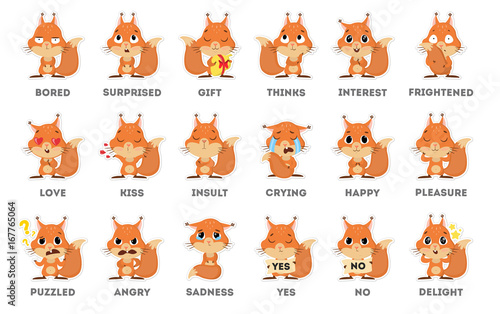 Squirrel emoji set.