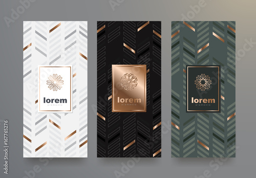 Vector set packaging templates with different texture for luxury products.logo design with trendy linear style.vector illustration
