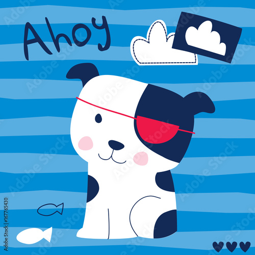 cute sailor dog animal vector illustration
