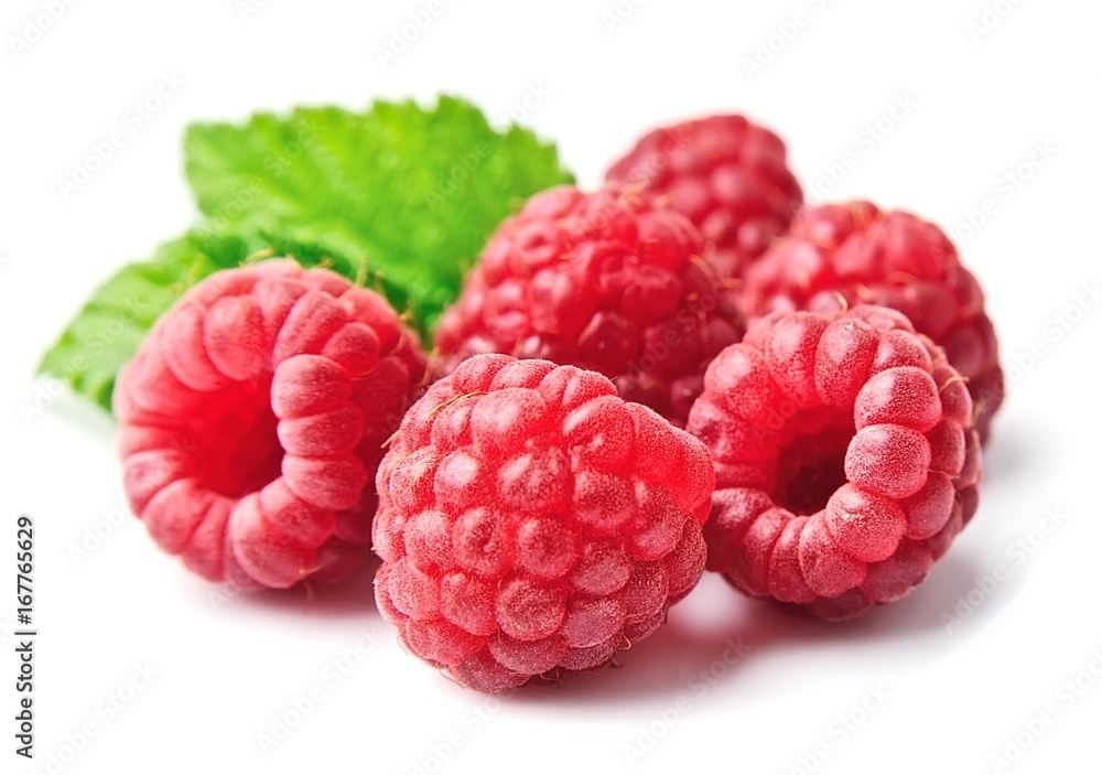 Sweet raspberry with leafs. Sweet raspberry with leafs.