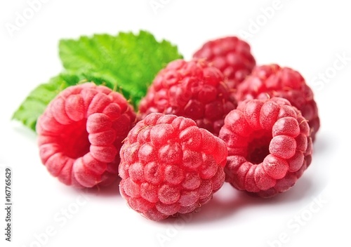 Sweet raspberry with leafs.