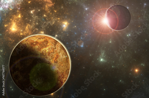 Two alien planets in the deep space