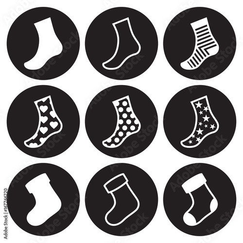 Socks and hristmas stocking icons set