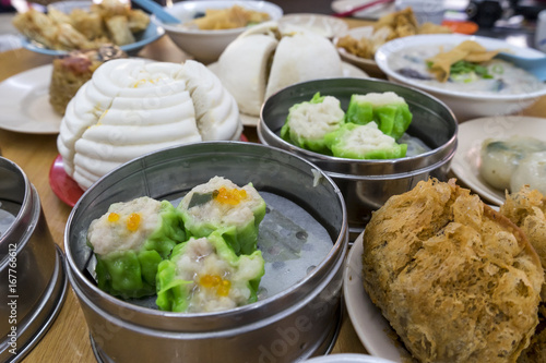 Dimsum and White steamed buns pork  red roast