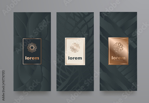 Vector set packaging templates with different texture for luxury products.logo design with trendy linear style.vector illustration