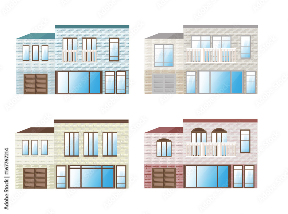 Set collection of different colors architecture facade buildings vector Set collection of different colors architecture facade buildings vector