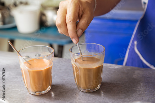 Wallpaper Mural Hot Thai tea milk brewing mixed signature local beverage Torontodigital.ca