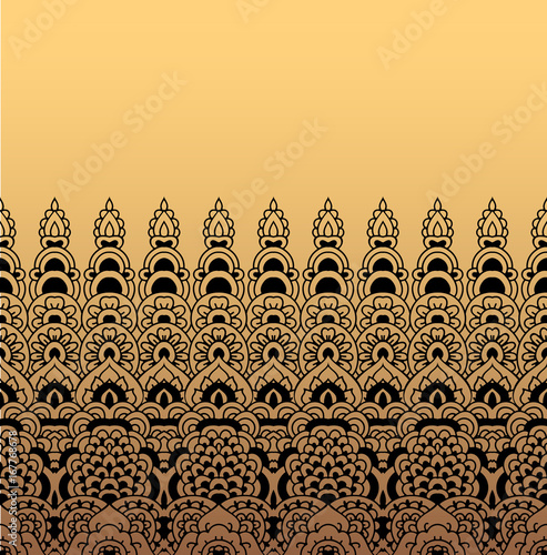 Wallpaper Mural Seamless golden border of lace pattern. Oriental drawing of a fringe of fabric. Torontodigital.ca