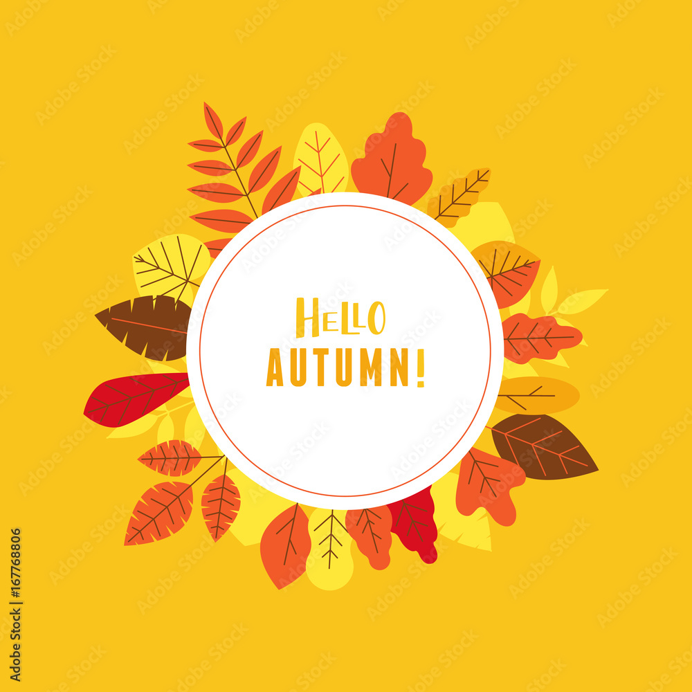 Vector illustration in simple flat style with autumn leaves Vector illustration in simple flat style with autumn leaves
