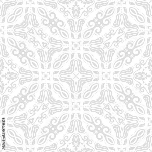 Orient vector classic light silver pattern. Seamless abstract background with repeating elements. Orient background