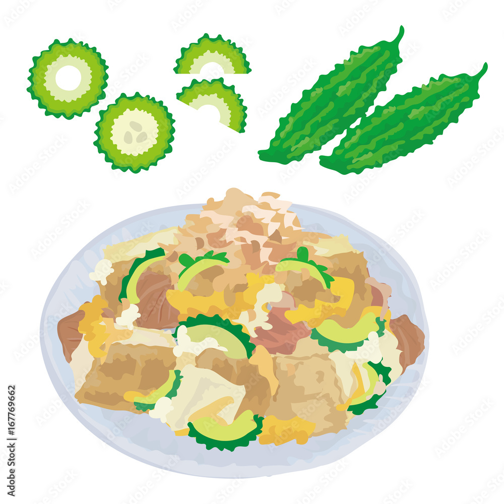 ゴーヤチャンプルー イラスト Stock Vector Adobe Stock