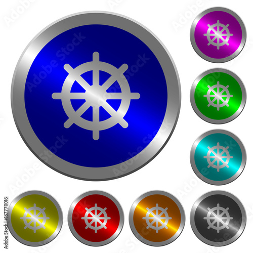 Steering wheel luminous coin-like round color buttons