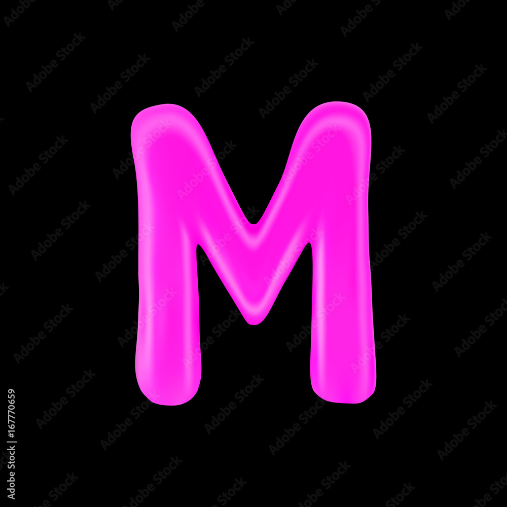 Realistic letter M isolated on black background. 3d. Stock - Vector illustration Realistic letter M isolated on black background. 3d. Stock - Vector illustration
