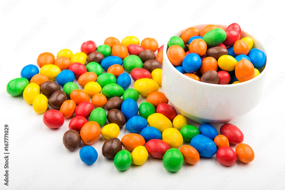 Colored sweets in chocolate Colored sweets in chocolate