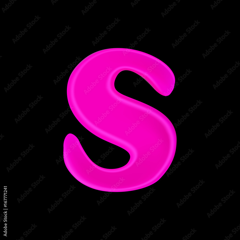 Realistic letter S isolated on black background. 3d. Stock - Vector illustration