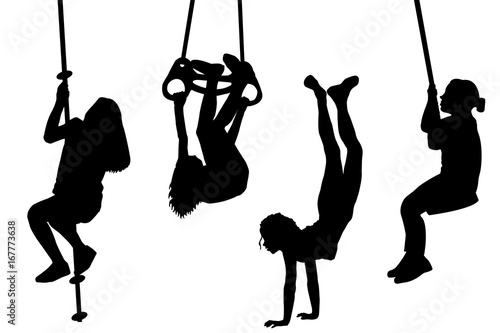 Children swinging and playing outdoor