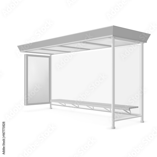 Public transport bus stop shelter billboard for advertisers and your design. Vector object. Isolated on white background.