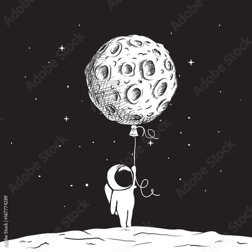 Fun astronaut keeps a moon