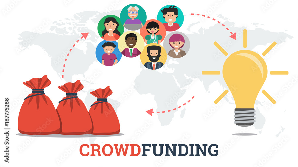 Banner - crowdfunding technology concept Banner - crowdfunding technology concept