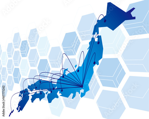 japan Map Network Vector