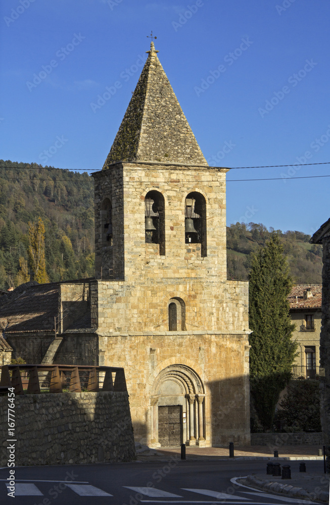 Fototapeta premium Romanesque church of Sant Esteve de Llenars, Ripolles, Girona province, Catalonia, Spain