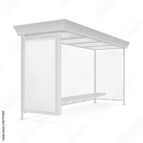 Public transport bus stop shelter billboard for advertisers and your design. Vector object. Isolated on white background.