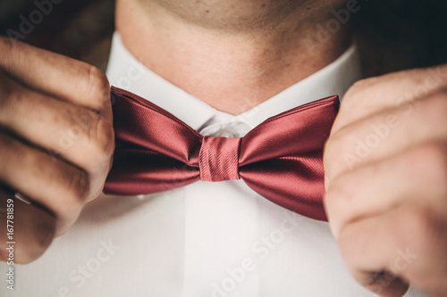 The man corrects the butterfly