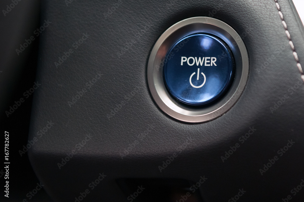 Engine start button in the modern new car.