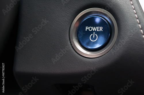 Engine start button in the modern new car.