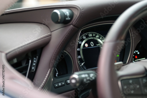 Speedometer in the new luxury car. © vpilkauskas