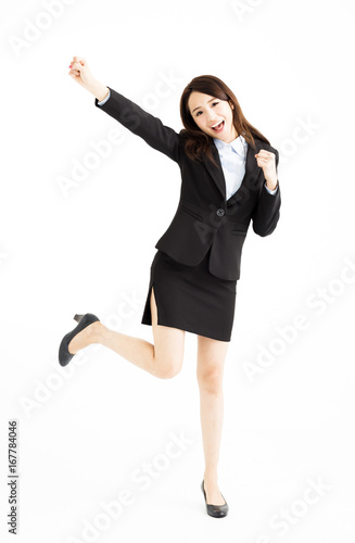  young business woman Celebrating and dancing.