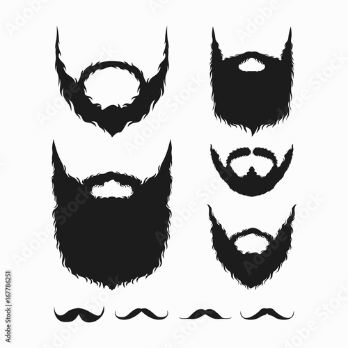 Canvas Print set of beard and mustache silhouette vector