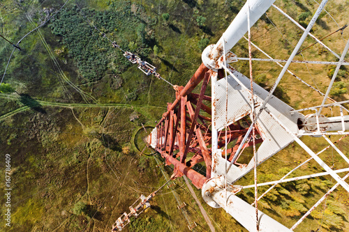Look down from the radio tower. Radio tower Construction