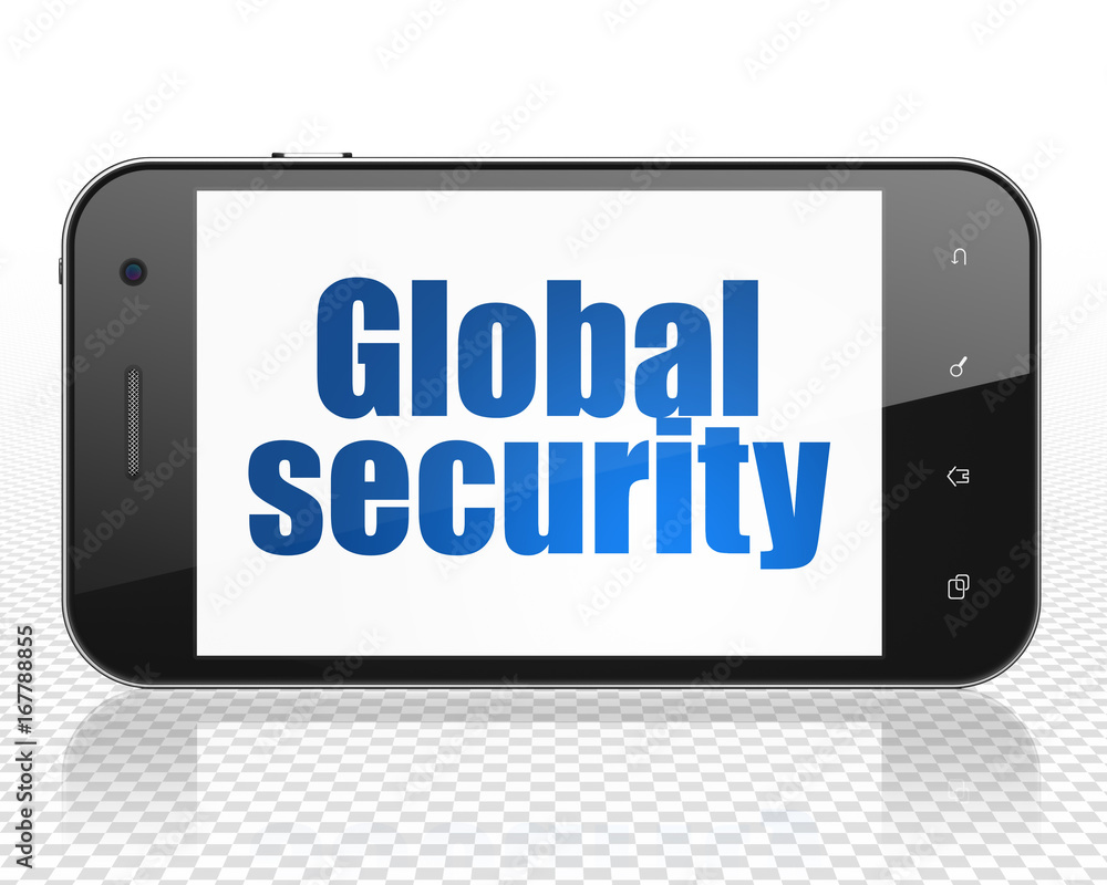 Safety concept: Smartphone with Global Security on display Safety concept: Smartphone with Global Security on display