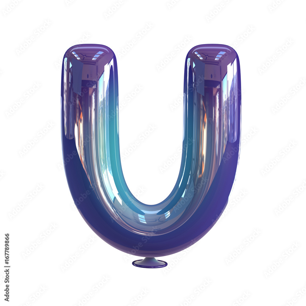 Letter U. Vivid Violet - Blue Balloon font isolated on White Background. 3d rendering Letter U. Vivid Violet - Blue Balloon font isolated on White Background. 3d rendering