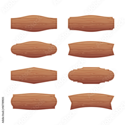 Set of wooden signboards