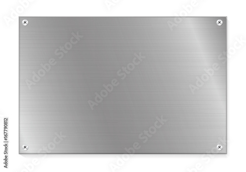  Metal name plate or Metal label with screws. on white Blackgound photo