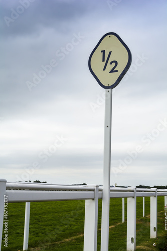 Fotografie Half furlong marker at horse racing venue