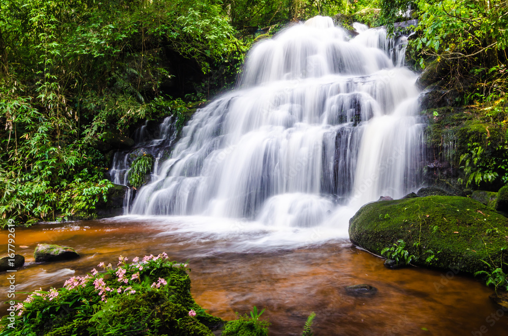 Nature landscape of waterfall hidden in the tropical, Thailand