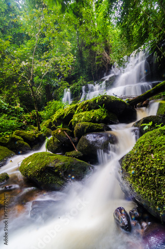 Fototapeta Naklejka Na Ścianę i Meble -  Nature landscape of waterfall hidden in the tropical, Thailand